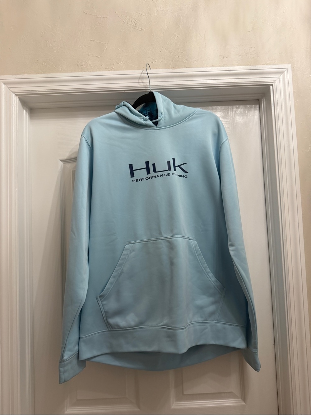 Huk Light Blue Performance Hoodie with Chest Logo